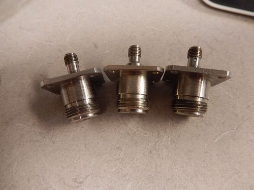 Lot of 3 Adapter N to SMA Female Flange Mount 1473