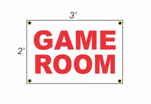 2x3 GAME ROOM Red &amp; White Banner Sign NEW Discount Size &amp; Price FREE SHIP