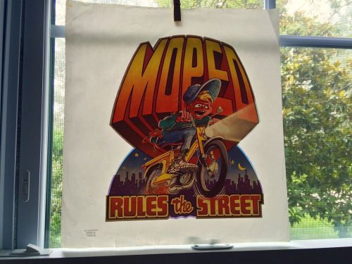 Vintage Moped Rules the Streets Motorcycle Transfer Iron On Made in USA
