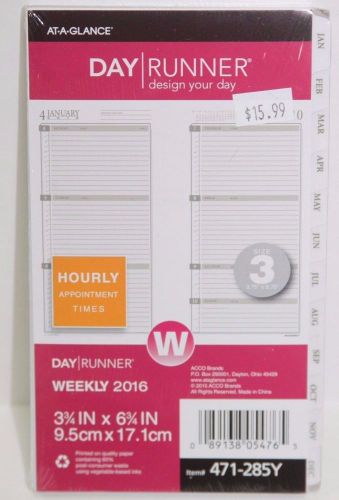 At A Glance 471-285Y Day Runner Weekly 2016 Refill  Sz 3