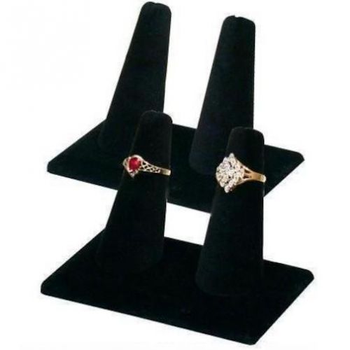2 Displays Double Ring Black Velvet Jewelry Showcase