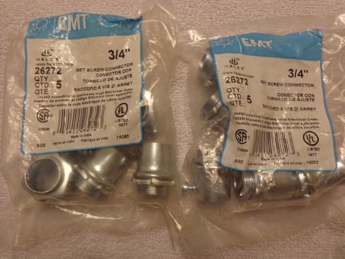 Halex emt 26272 3/4&#034; metallic set screw connector  qty 10 for sale