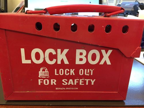Brady portable group lock box 65699 metal red holds 13 locks for sale