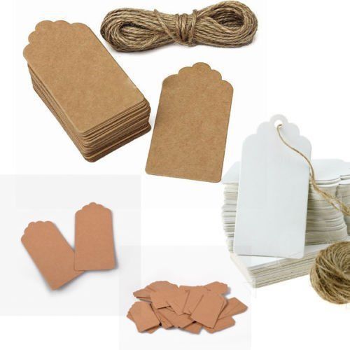 100 pcs Kraft Paper Gift Tags Wedding Scallop Label Blank Luggage Brown