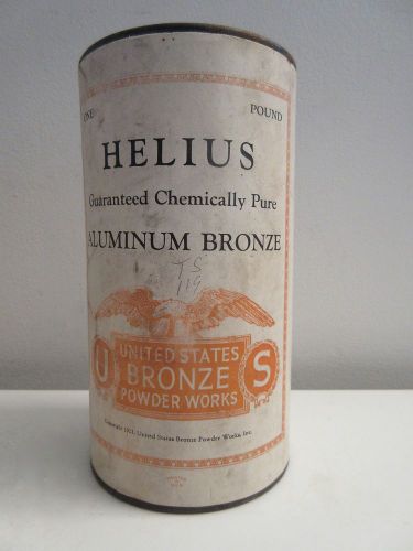 Vtg Helius United States Bronze Works Aluminum Bronze Powder 1 Pound Can Full