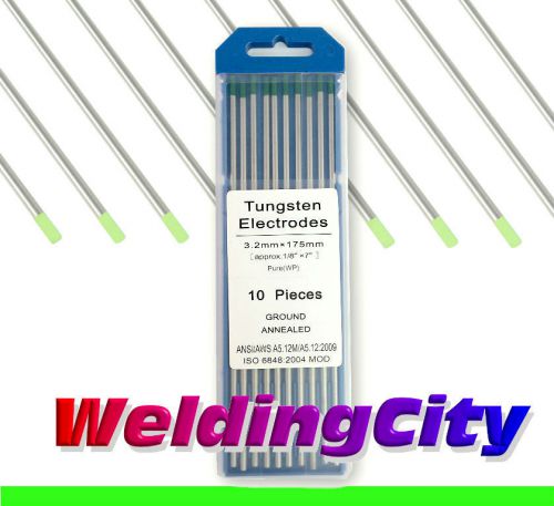Weldingcity 10-pk tungsten tig welding electrode wp 1/8&#034; x 7&#034; pure green tip for sale