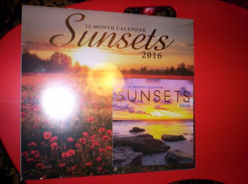 &#034;2016 SUNSETS&#034;~12 MONTH Wall Calendar  12&#034; x 11&#034; w/smaller calendar