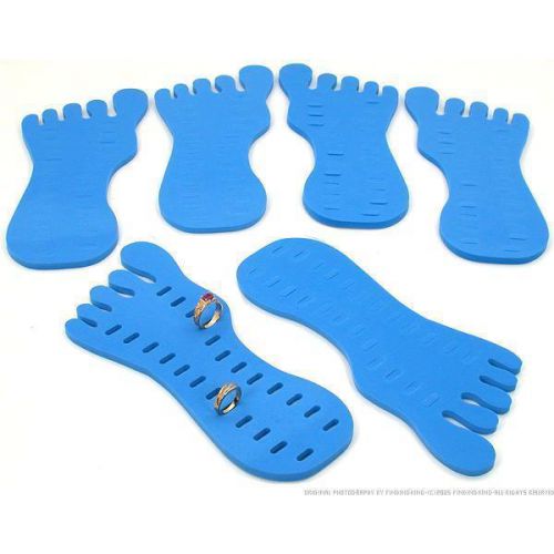 6 Blue Foam Foot Toe Ring Displays 9&#034;