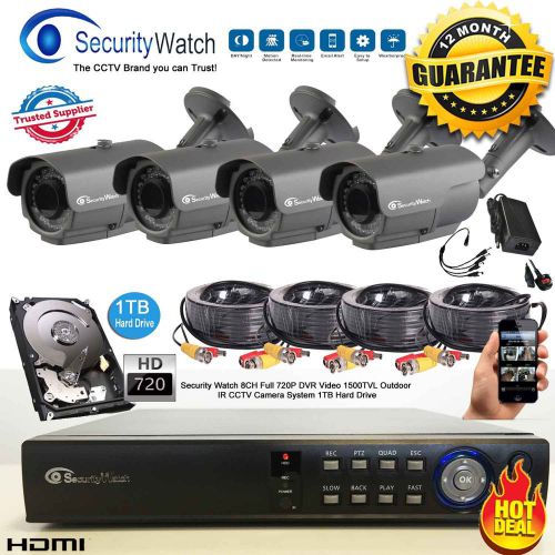 Cctv dvr 8ch 720p hdmi 4 outdoor 1500tvl video camera home security system kit 1 for sale