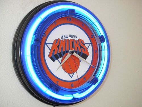 New York Knicks Basketball Neon Wall Clock Game Room Sign