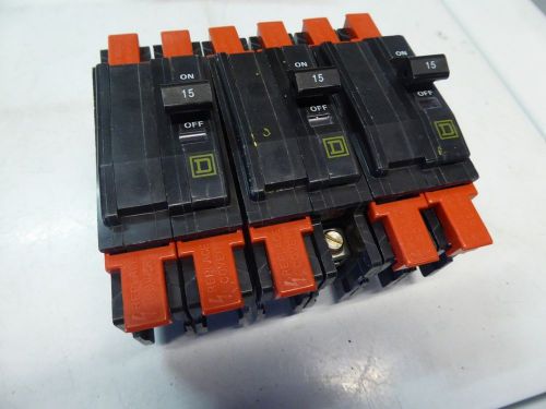 SquareD QOU215 Miniature Circuit Breaker with Finger Safe Cover- Lot of 3