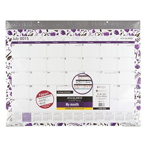 At-A-Glance AT-A-GLANCE Monthly Desk Pad Calendar, Camille, Academic Year, 12