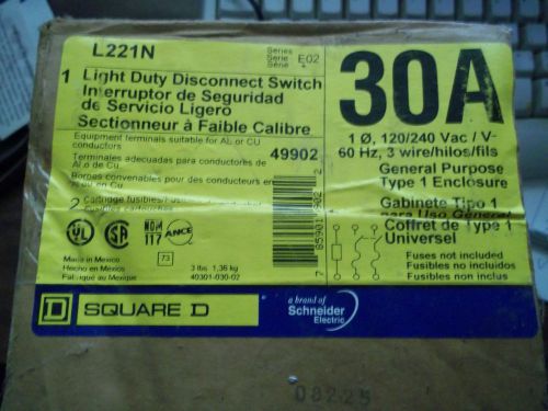Square D  Schneider Electric 30 amp Disconnect Switch L221N  120/240 GP