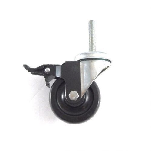 Swivel brake caster with 3-1/2&#034; x 1-1/4&#034; black hard rubber wheel 1/2&#034;-13 x 2-3/4 for sale