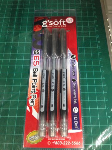 GSoft 3 x E5 Germany Ink Black Ball Point 0.5mm Bullet Point TC Ball Cover Pen