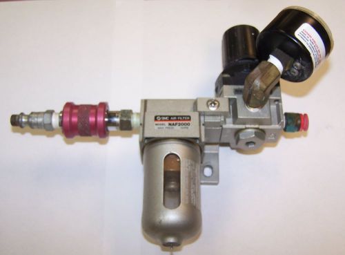 Smc corporation nar2000 air pressure regulator &amp; gauge &amp; naf2000 air filter used for sale