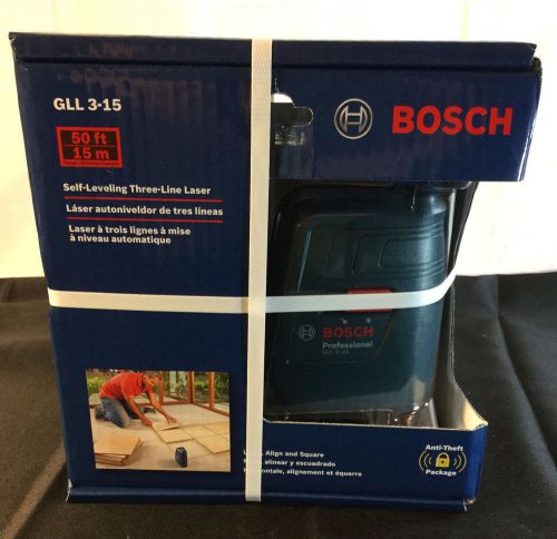 Bosch 50-ft self-leveling laser three-line laser (gll 3-15) *new* for sale
