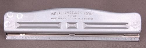 VTG 3 Hole Punch-Mutual Spacematic Punch No. 23-Adjustable-USA-Solid Metal