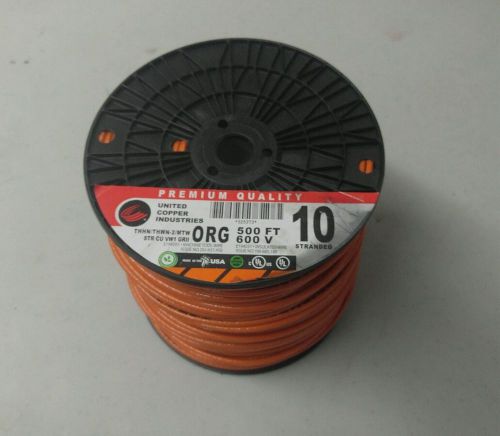 NEW Spool of 10 awg Stranded Thhn/Thwn Electrical Wire - Orange- 500 Ft.