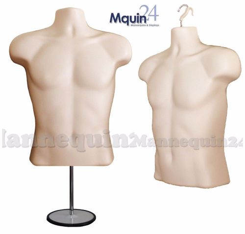 Male torso mannequin form(size s-m/flesh)w/metal stand &amp; hanging hook for pants for sale