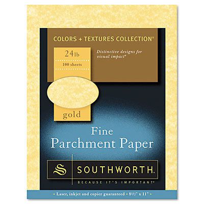 Parchment Specialty Paper, Gold, 24lb, 8 1/2 x 11, 100 Sheets, Sold as 1 Package