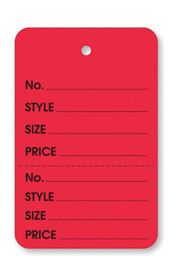 Red 2 part Merchandise Garment Sale Price Tags Unstrung 1-1/4x1-7/8 100/box usa