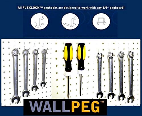 WallPeg Pegboard Hooks - 60 Pc Mix Flex-Lock Peg Hooks NEW