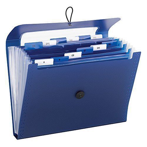 Smead 12-Pockets Navy Letter Size Step Index Durable Poly Office File Organizer