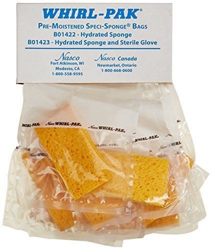 Nasco whirl-pak speci-sponge b01422wa hydrated bag, 23cm l x 11.5cm w, 532ml for sale
