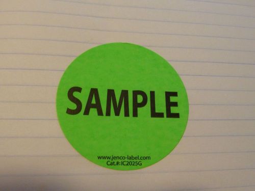 SAMPLE fluorescent green 2&#034; circle (20 labels) invoice sticker freebies sa