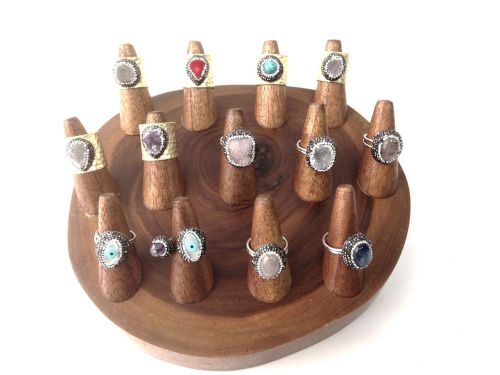 Natural Wood Ring Display