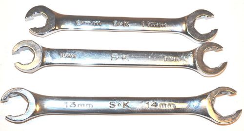 3 nos sk usa professional mechanic 9-14mm 6-pt flare nut wrench set for sale