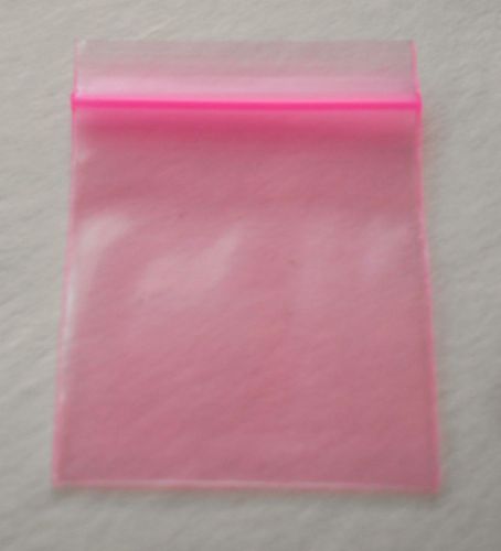 200 pink plastic 1.5x1.5 small poly baggies 2.5mm rave 1515 tiny ziploc dime bag for sale