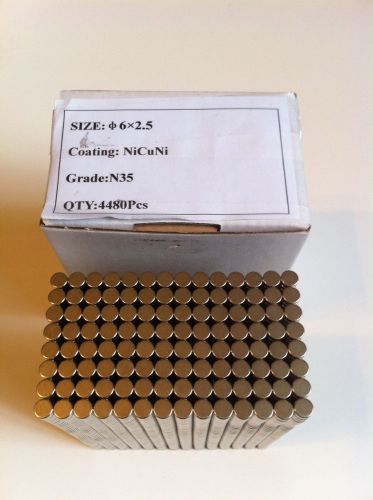500 Commercial Neodymium Magnets (NdFeB) Grade N35 6.5 mm by 2.5 mm