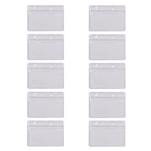 Cosmos ? Pack of 10 Horizontal Style Clear PVC Business Id Badge Card Holder