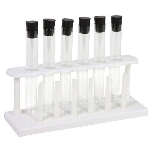 6 piece pyrex glass test tube set with caps and rack for sale