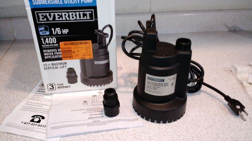 Everbilt 1/6 hp 1400 gph submersible utility water pump ut00801 for sale
