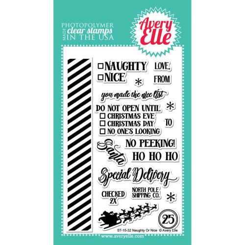 &#034;Avery Elle Clear Stamp Set 4&#034;&#034;X6&#034;&#034;-Naughty Or Nice&#034;