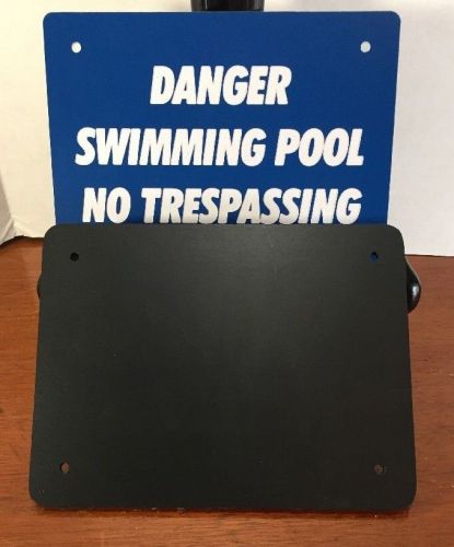 Danger Swimming Pool No Trespassing Hard Plastic 2 Piece Backer Blue 6X8 inches