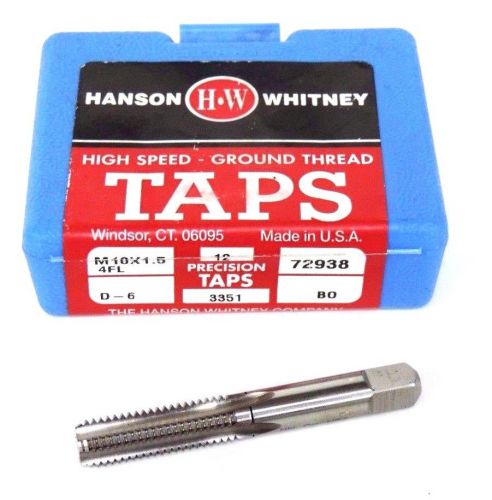 11 NIB HANSON WHITNEY M10X1.5 4 FL HIGH SPEED TAPS D-6, 72938