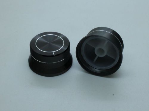 2 x Aluminum Hi-Fi Control Knob Insert Type 34mmDx18mmH Black 6mm Shaft