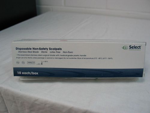Scalpels Disposable Non-Safety Bx of 10 Sterile Latex Free Stainless Steel Blade