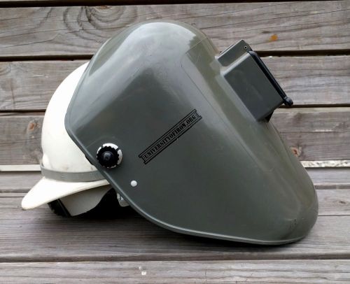 Fiberglass fibre-metal welding mask helmet with hard hat - university of iron for sale