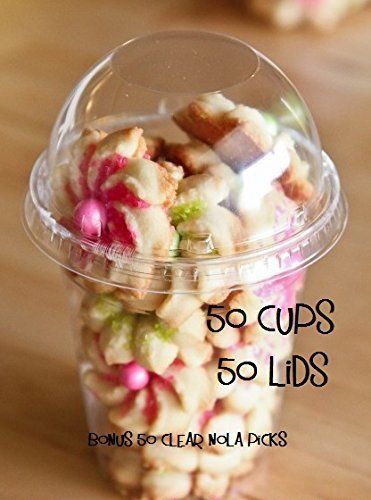 50 Sets 16 oz Plastic CLEAR Cups with Dome Lids NO HOLE IN LID