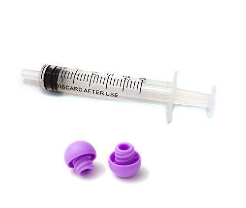 3ml SLIP Luer Syringes with caps - 50 white syringes 50 PURPLE Caps (No needles)