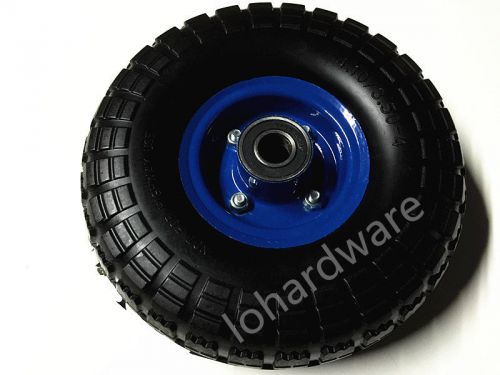 10&#034; HAND TROLLEY WHEEL WHEELS TYRE RIM 19MM BORE PUNCTURE PROOF NO MORE FLAT
