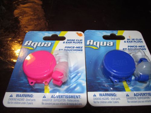 Aqua sport nose clip &amp; ear plugs set sealed variety of colors orange, green yell for sale