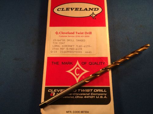 New Cleveland 15/64&#034; Loral Aircraft HSS Drill Tanged Shank TiN Coating