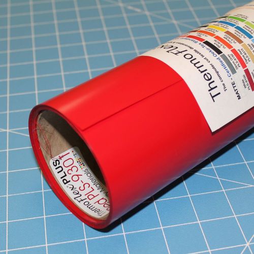 Thermoflex plus 15&#034; by 3 feet  red heat transfer vinyl for sale