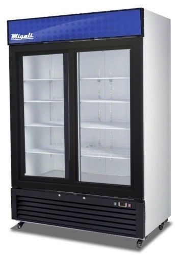 Migali c-49rm commercial double glass hinged door merchandiser refrigerator for sale